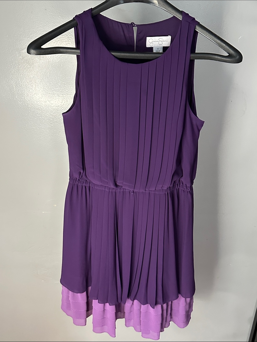 Jessica Simpson Two-Tone Purple Pleated Sleeveless Dress